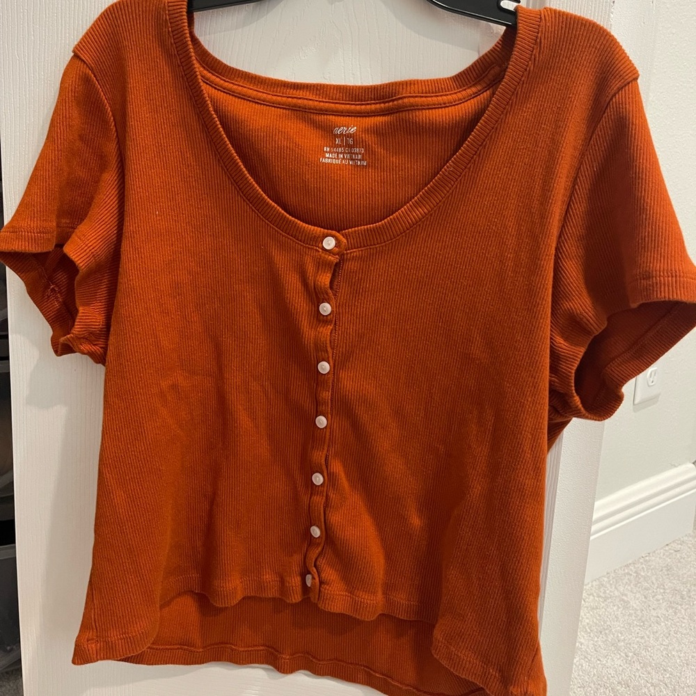 Orange Button Crop top